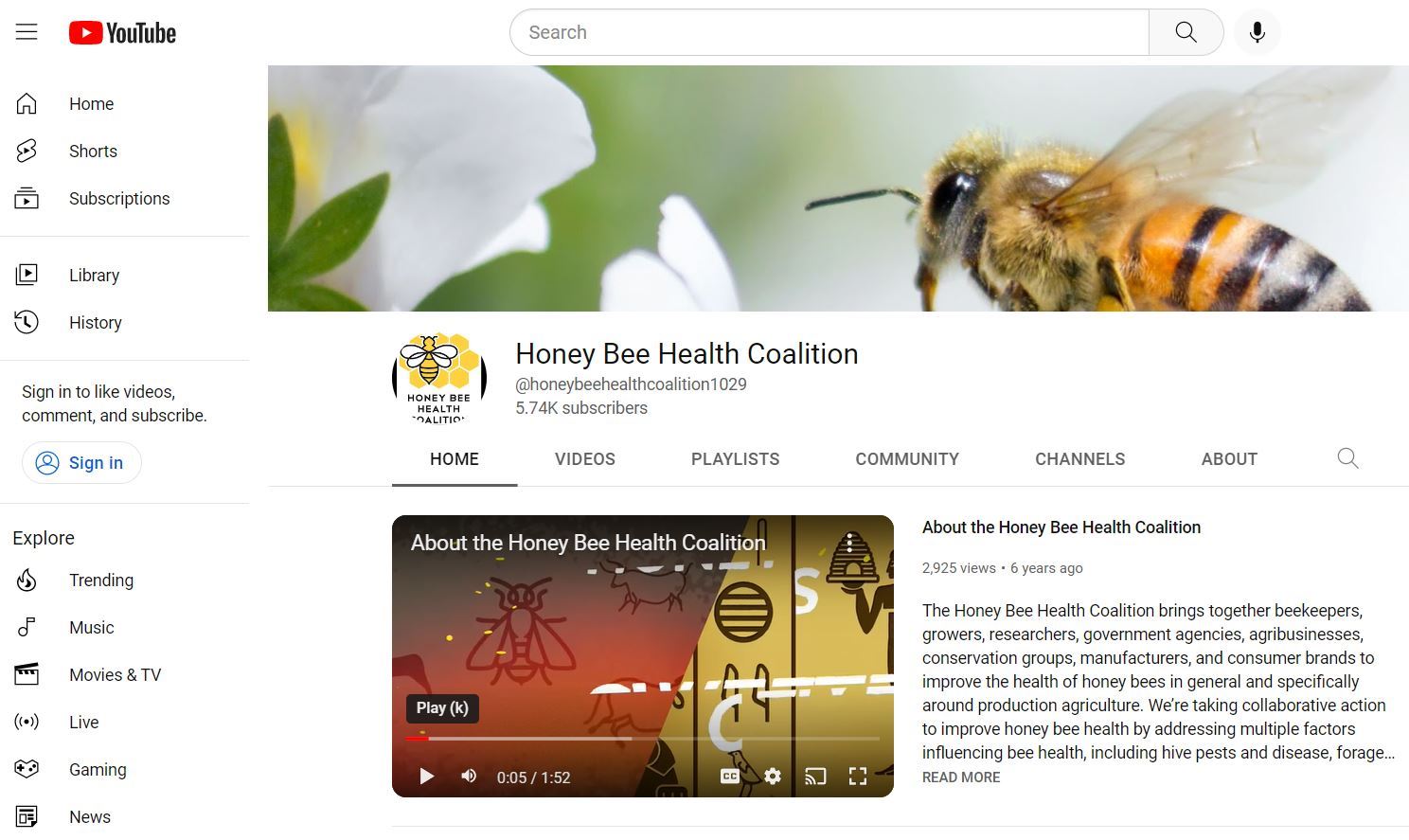 Honey Bee Health Coalition YouTube Videos